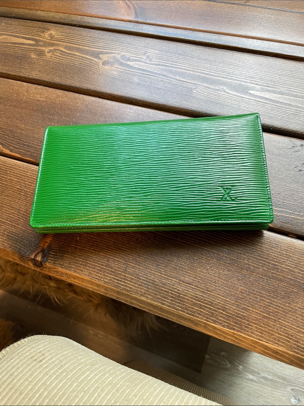 Green Textured Long Wallet LX brand